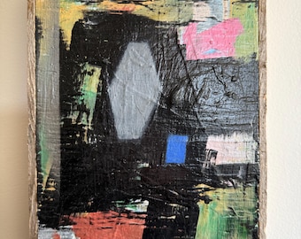Pintura original de técnica mixta expresionista abstracta firmada por el artista Erik Hoff