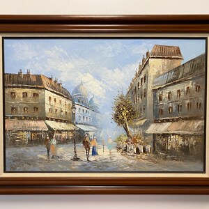 Vintage Cityscape Painting Signed by Artist