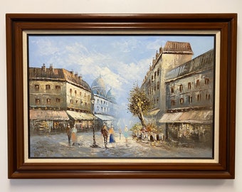Vintage Cityscape Painting Signed by Artist