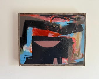 Original Abstract Expressionist Painting – Mixed Media on Wood Panel by Erik Hoff