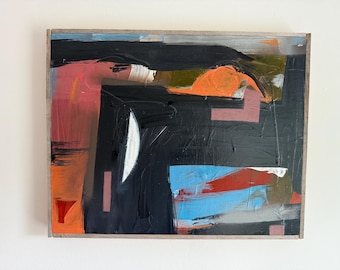 Original Abstract Expressionist Painting – Mixed Media on Wood Panel by Erik Hoff