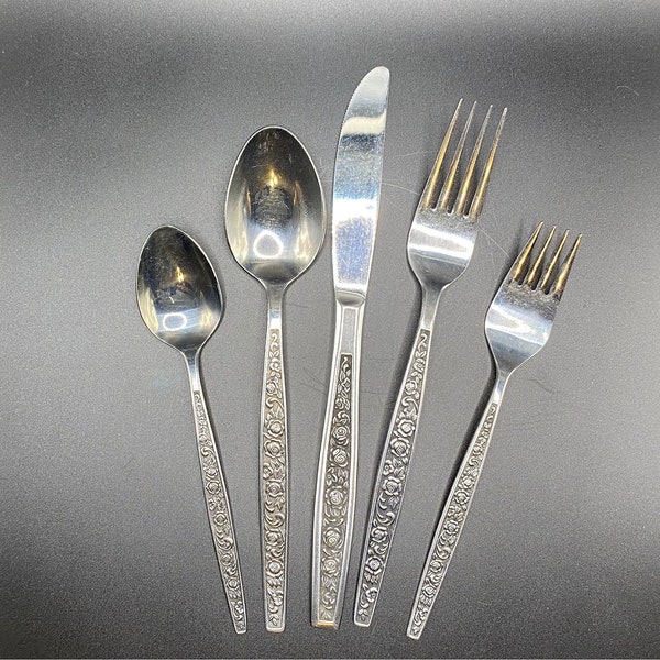 GRANADA ROSE Vintage Flatware | Japan |  vintage | Stainless steel| Housewares | Rose | dinnerware | kitchenware | Bundle Available