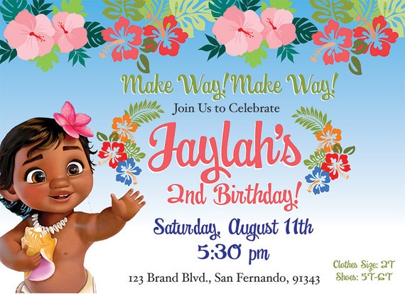 Moana Themed Birthday Party Baby Moana Theme Double-sided Digital File -   Canada