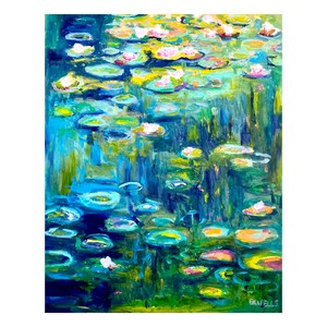 waterlillies 6 - monet impressionist vibrant oil paintingart gift