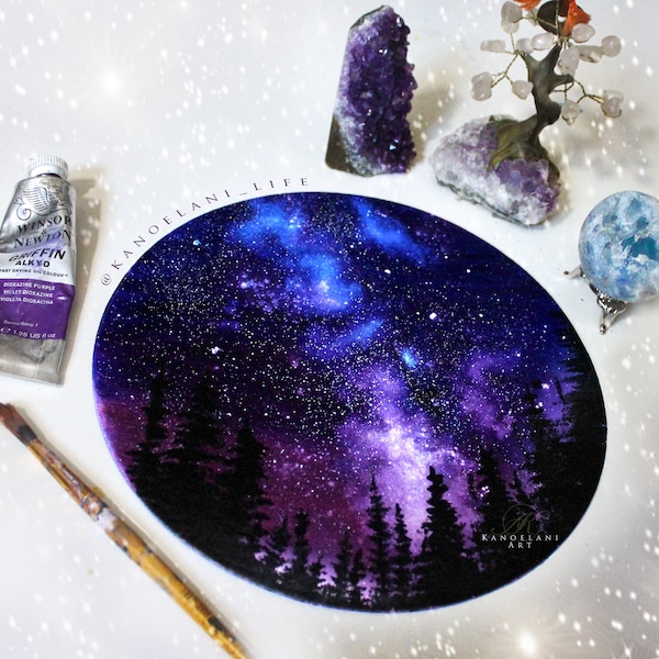 Space Art - Cosmos - Astronomy Gift - Oil Painting - Wall Art - Purple Art - Inspirational Boho Decor - Girls Room - Christmas gift - Art