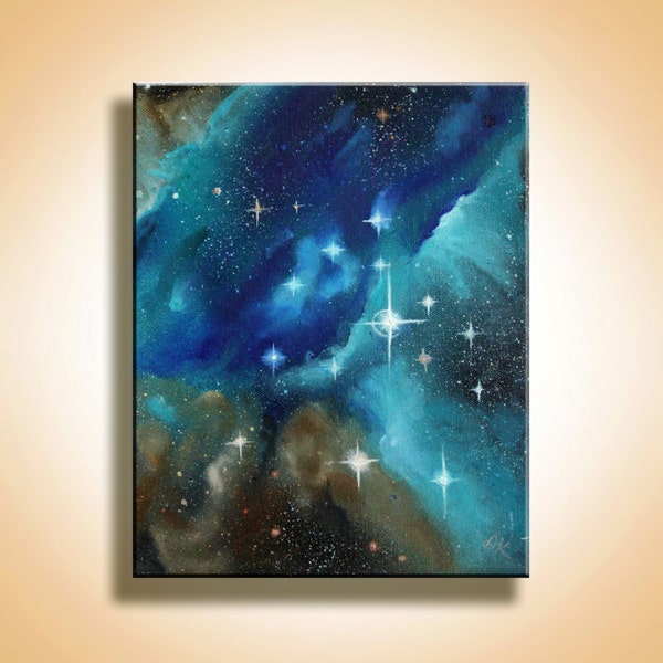 Original Painting - Blue Galaxy - Space Art - Galaxy Art - Outer Space - Inspirational - Spray Paint Art - Oil Painting - Stars - Painting
