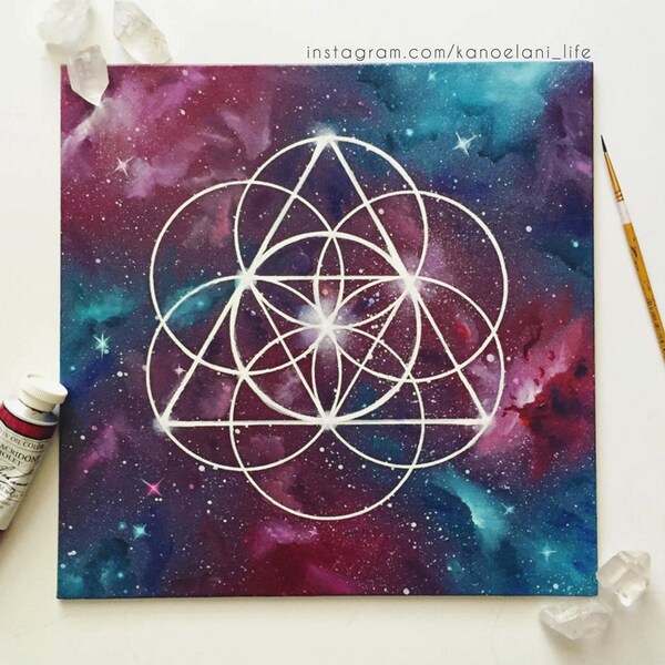Sacred Geometry Art - Crystal Healing - Crystal Grid - Space Art - Space Painting - Spray Paint Art - Oil Painting - Wall Art - Spiritual