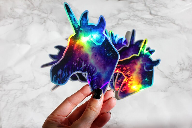 Unicorn Holographic Stickers Galaxy Stickers Space Art Etsy