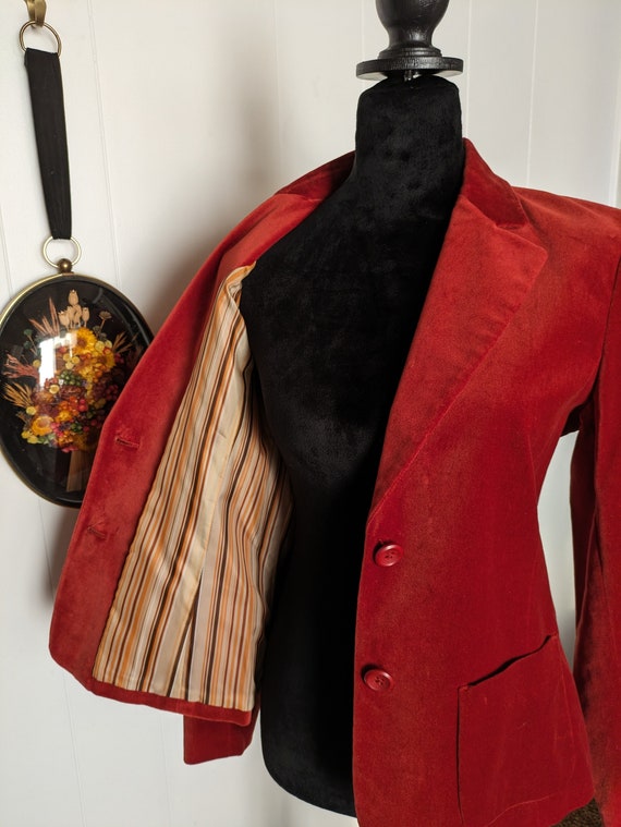 Rust color velvet two-button jacket lined - image 5