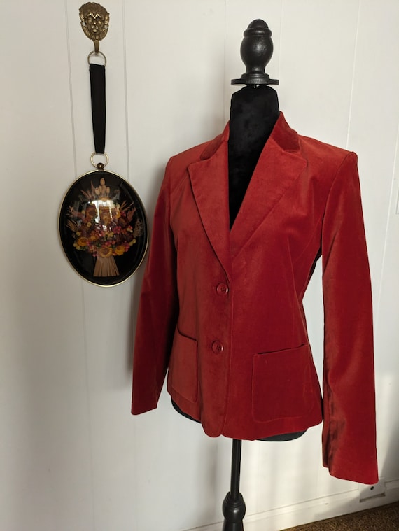 Rust color velvet two-button jacket lined - image 1