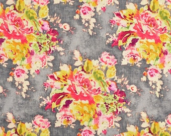 Covington Venus Charcoal Pink Gold Green Grey Floral Fabric Cut Yardage