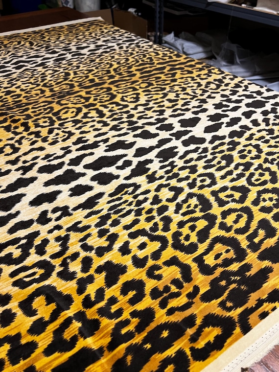 IN STOCK Braemore Jamil Leopard Print Natural Velvet Fabric Cut