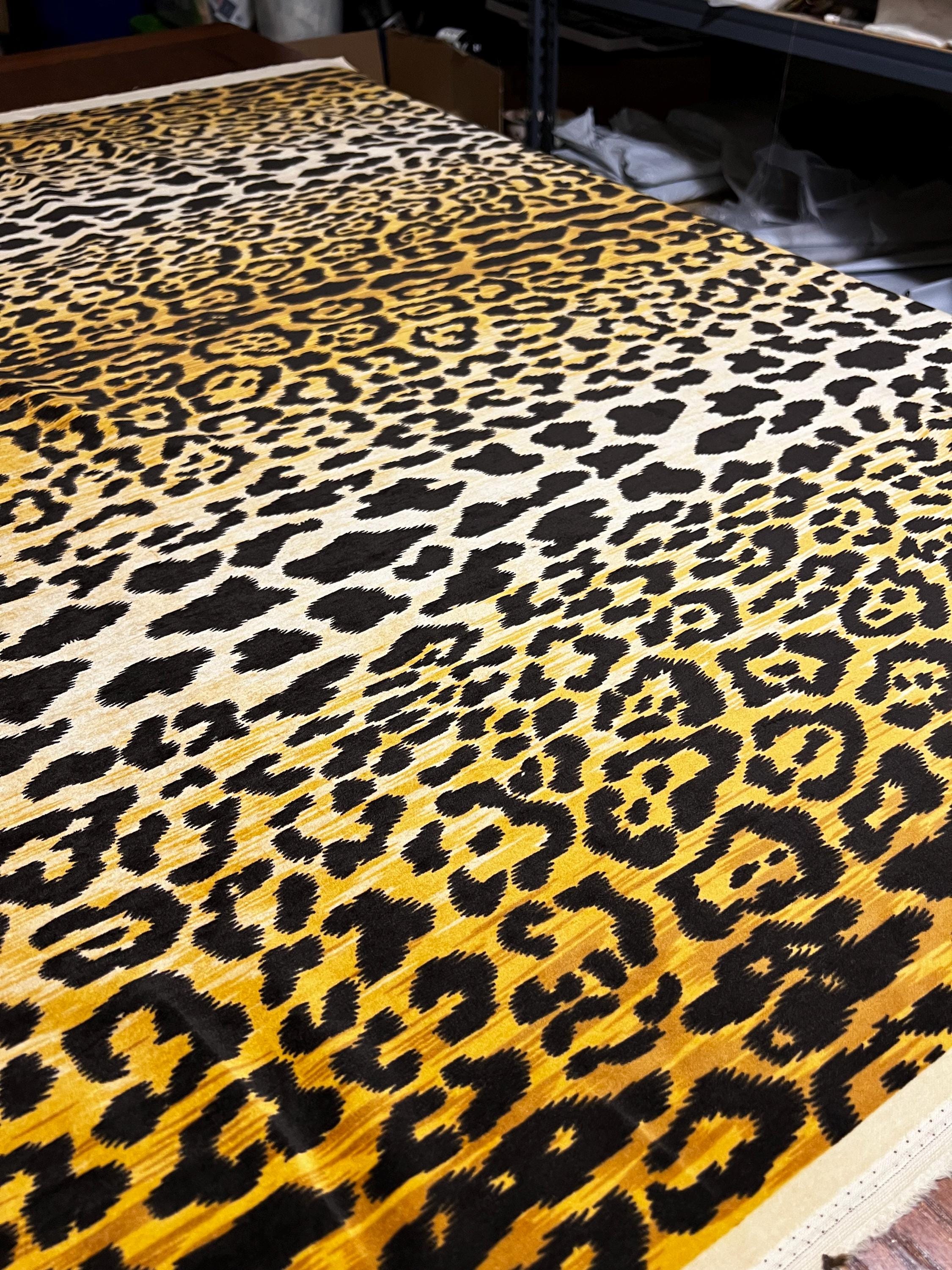 IN STOCK Braemore Jamil Leopard Print Natural Velvet Fabric Cut