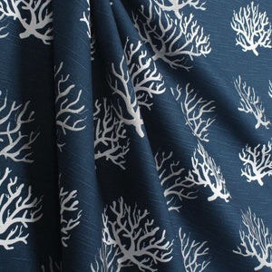 Isadella Coral Premier Navy Slub Nautical by Premier Prints Fabric Yardage