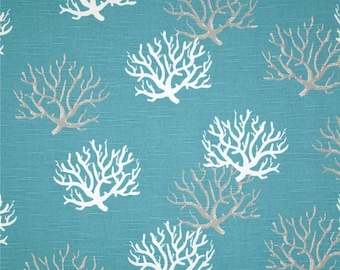 - Isadella Coral Coastal Blue Slub Nautical vonPremier Prints Fabric Yardage