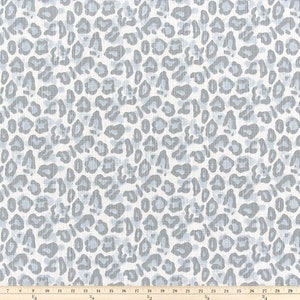 Dayo Mineral Blue Slub Canvas Leopard Cotton by Premier Prints Fabric Yardage
