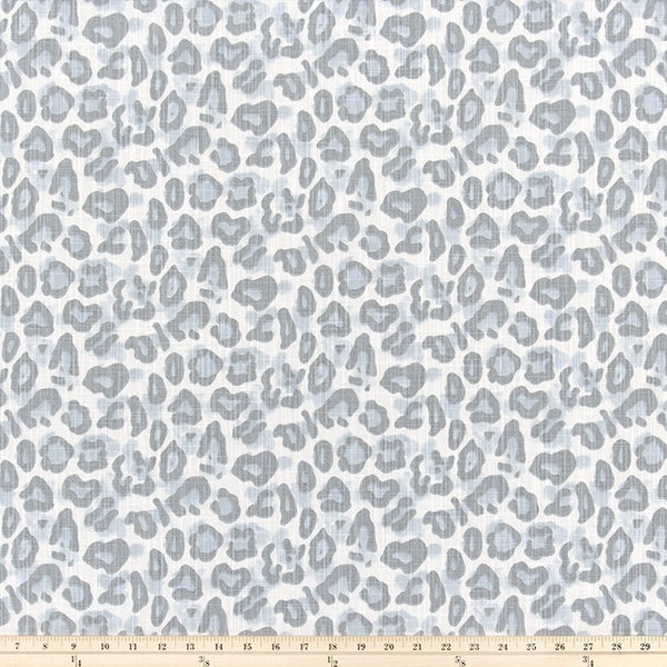 Dayo Mineral Blue Slub Canvas Leopard Cotton by Premier Prints Fabric Yardage