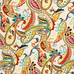 Covington Whimsy Multi Ivory Red Yellow Green Blue Paisley Fabric Cut Yardage