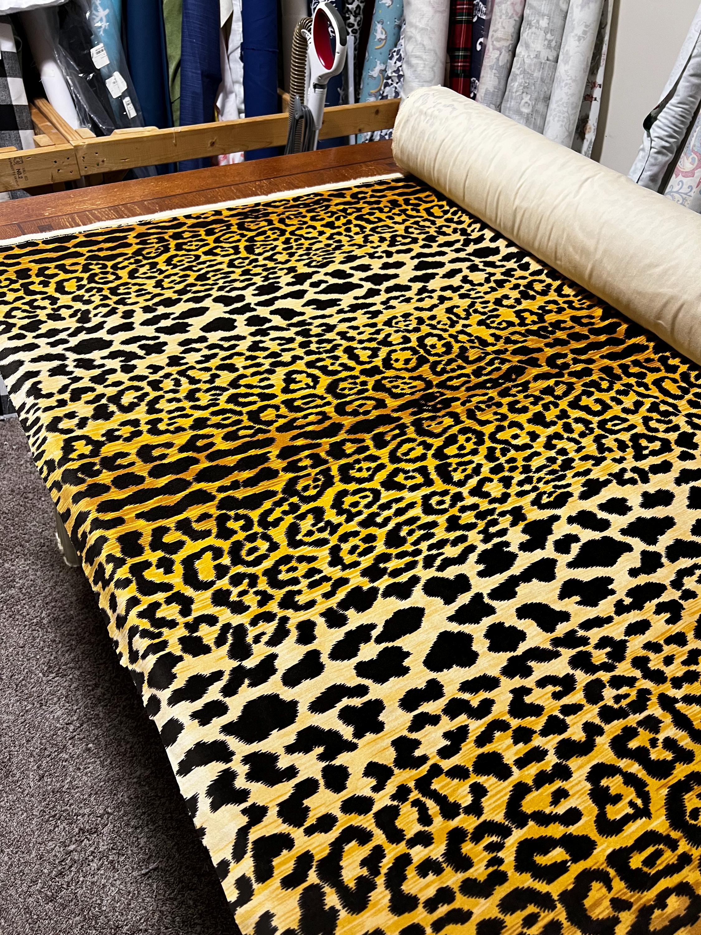 IN STOCK Braemore Jamil Leopard Print Natural Velvet Fabric Cut