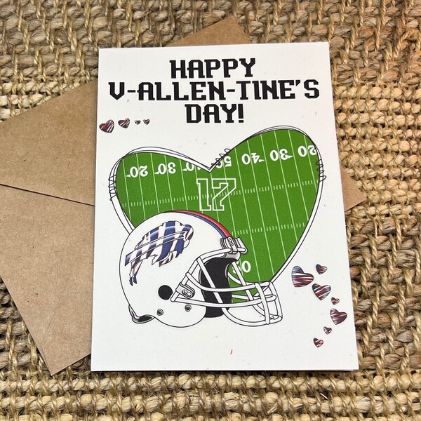 Happy V Allen Tines Day / Handmade Greeting Card/ Valentine Card/ Buffalo Ny/ Bills Mafia/ Football/