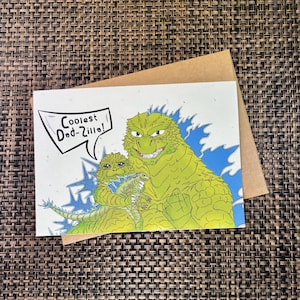 Coolster Dadzilla / handgemachte Grußkarte / Papa Geschenk / Vatertagskarte / Godzilla / lustiger Papa / klassischer Monstervater / Godzilla Dad / Dads Geburtstag