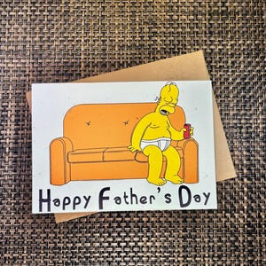 Tarjeta de felicitación hecha a mano para el Día del Padre con Homero Simpson.