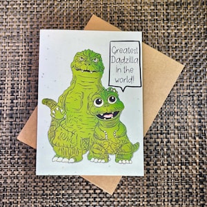 Beste Dadzilla ter wereld / Handgemaakte wenskaart / Vadercadeau / Vaderdagkaart / Godzilla / Funny Dad / Klassiek monster