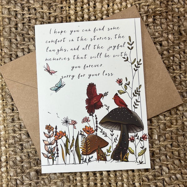 Sorry For Your Loss Wild Flowers / Handmade Greeting Cards/ Sympathy Card/ Celebrate Life/ Wild Flowers/ Wild Birds Miss You