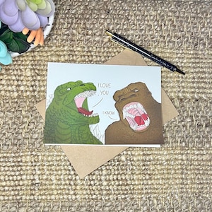 LOVE YOU MONSTERS  / Handmade Greeting Card / Anniversary Gift / Fan Art Card / Birthday Card/ King Kong / Godzilla