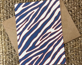 Buffalo Zebra Stripe Zubaz / Handmade Greeting Card/ Buffalo Ny/ Bills Mafia/ Football