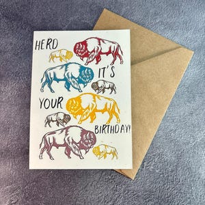 Herde es ist Dein Geburtstag / Handgemachte Grußkarte / Geburtstagskarte / Buffalo Bison Geburtstag / Buffalo Ny