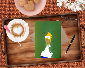 Disappearing Homer Meme Dad: Handmade Greeting Card