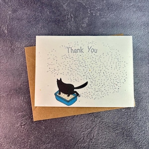 Obrigado maca de gato engraçado/cartão feito à mão/cartão de agradecimento de gato/presente engraçado para animais de estimação/veterinário obrigado/babá de gato