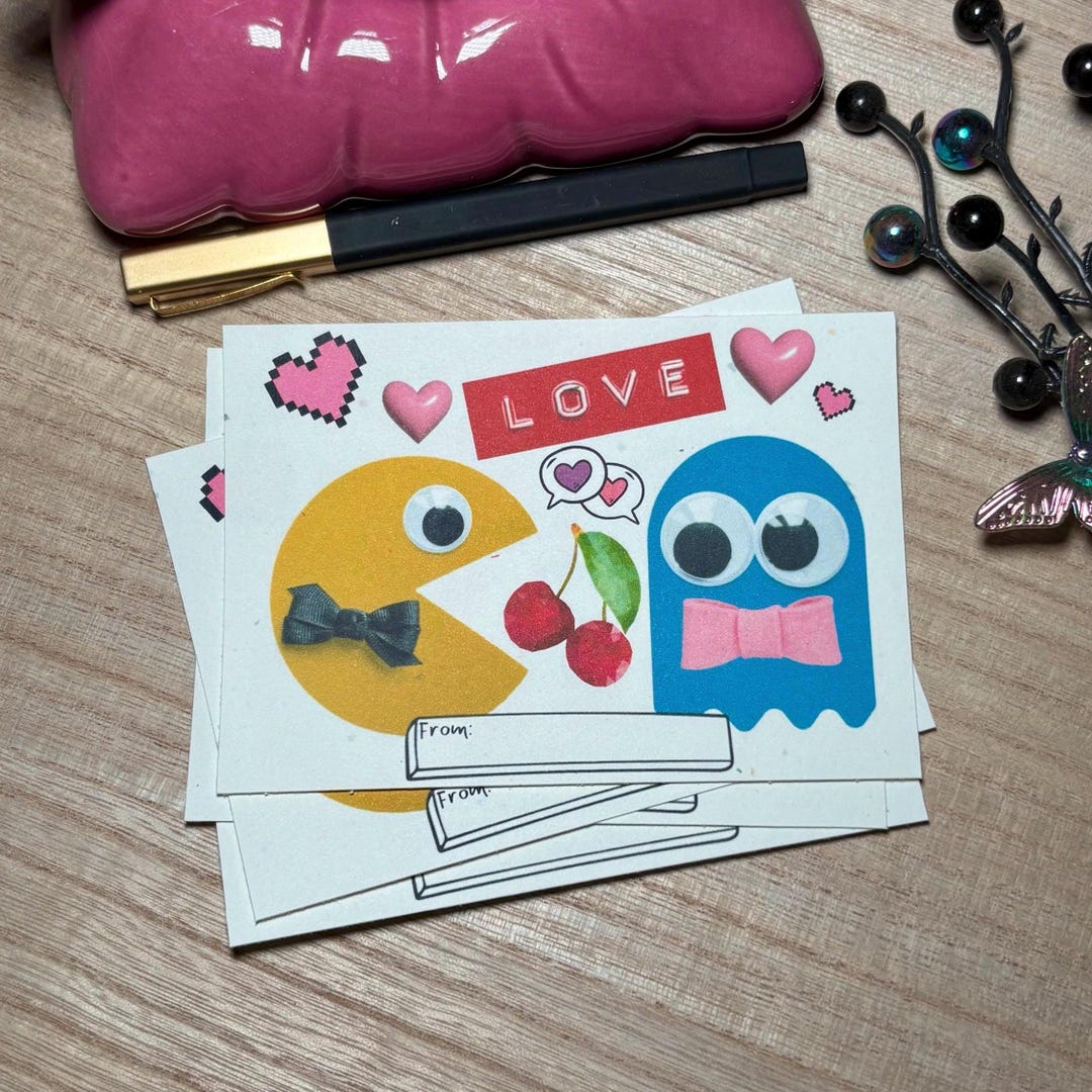 Set of 8 Mini - Classic Arcade Game Pacman: Kids Valentines School ...