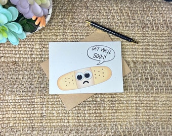Get Well Bandaid / Handmade Greeting Card/ Feel Better Soon Card/ Sick Gift/ Funny Get Well