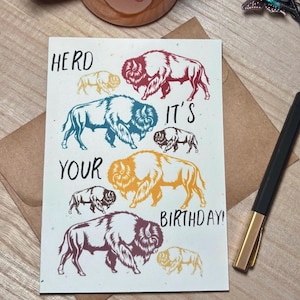 Buffalo Bisons Herd Birthday Celebration: Handmade Greeting Card