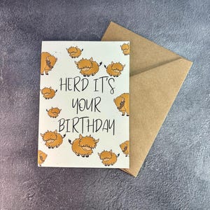 Herd Birthday Bison / Handmade Greeting Card / Funny Buffalo Bison Birthday/ Buffalo Ny/ Happy Birthday Herds
