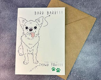 Dog Thank You Bark Bark ... Thank You Hooman / Handmade Greeting Card / Thank You Card/ Puppy / Veterinarian Thank You/ Vet tech Gift
