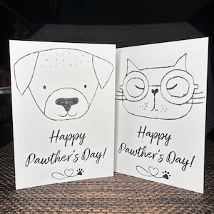 Joyeuse fête des pères / carte de voeux faite main / cadeau pour papa / fête des pères / papa drôle / papa chien / papa chat / papa animal de compagnie