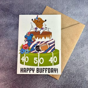 Bolo de aniversário da Buffalo Mafia/ Cartão de felicitações feito à mão/ Buffalo Ny/ Bills Mafia/ Aniversário do futebol/ Aniversário do Buffalo Bills