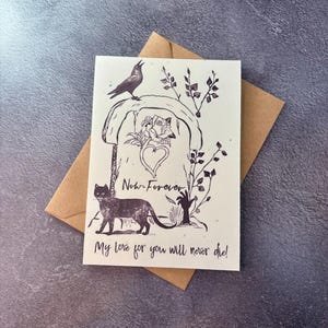 Maintenant jusqu'à toujours, mon amour pour vous ne mourra jamais / Carte de voeux faite main / Amour d'anniversaire / Carte de Saint-Valentin / Mort drôle morbide de la Saint-Valentin