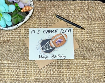 Het is Game Time Happy Birthday Football / Handgemaakte wenskaart / Buffalo Ny / Buffalo Bills / Bills Mafia Verjaardag