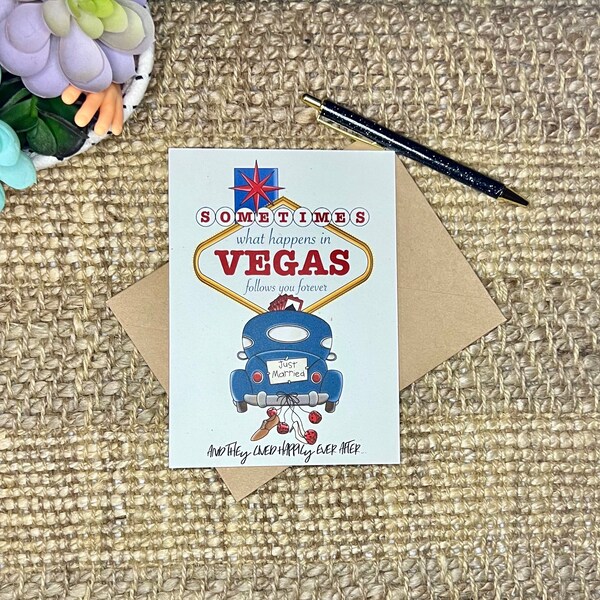 Las Vegas Wedding / Handmade Greeting Card/ Funny Wedding Gift/ Vegas Love/ Congratulations Married