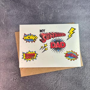 Pai super-herói / Cartão de felicitações feito à mão / Pai de história em quadrinhos / Super-heróis / História em quadrinhos de super-heróis