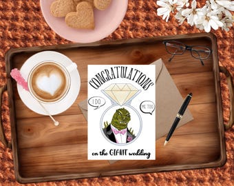 Congratulations Giant Monster Wedding: Handmade Greeting Card