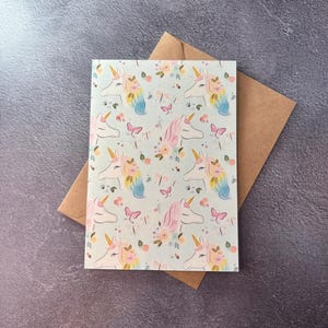 Papillons licorne arc-en-ciel / carte de voeux faite main / carte d'anniversaire enfant / carte ami / cadeau collègue / carte d'anniversaire / licornes de la Saint-Valentin
