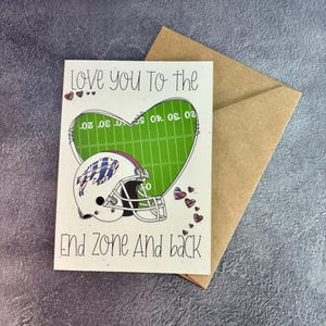 Love You To the End Zone & Back Karte/ Handgemachte Grußkarte/ Fussball Geburtstag/ Buffalo Ny/ Bills Mafia/ Fussball Jubiläum