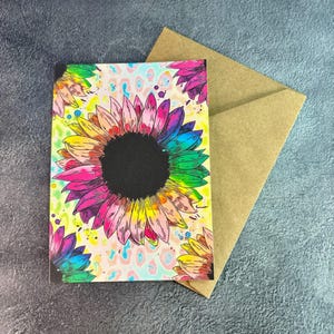 Flores Tye Dye / Cartão de felicitações feito à mão / Presente de aniversário / Só porque sim / Presente de aniversário / Colega de trabalho / Flores de aquarela / Flores hippie