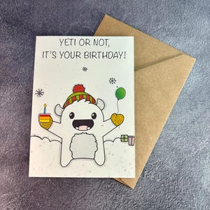 Yeti para festa de aniversário / Cartão de felicitações feito à mão / Cartão de aniversário / Presente de aniversário engraçado / Aniversário do Monster Yeti / Convites de aniversário