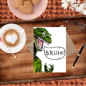 Tarjeta de felicitación hecha a mano "Gigante Monstruo Bruh"